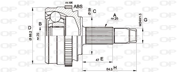 OPEN PARTS Шарнирный комплект, приводной вал CVJ5214.10